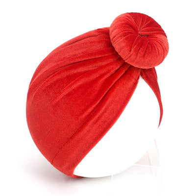 Baby Girl's Velour Turban Hat w Donut - 0816 - Little Kooma