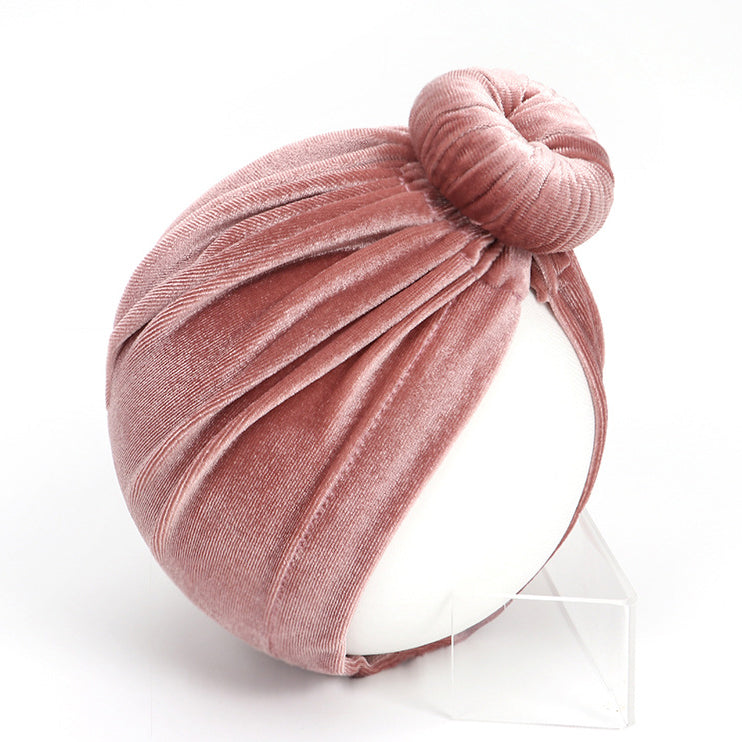 Baby Girl's Velour Turban Hat w Donut - 0816 - Little Kooma