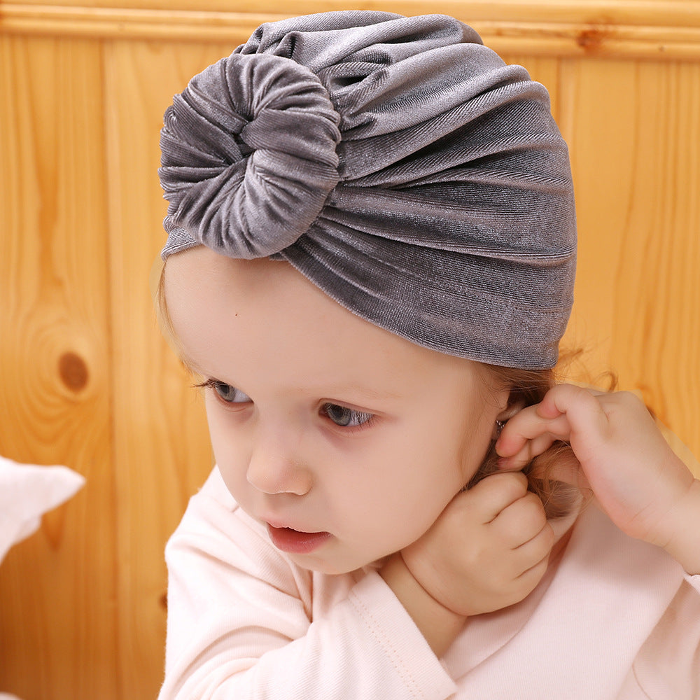 Baby Girl's Velour Turban Hat w Donut - 0816 - Little Kooma