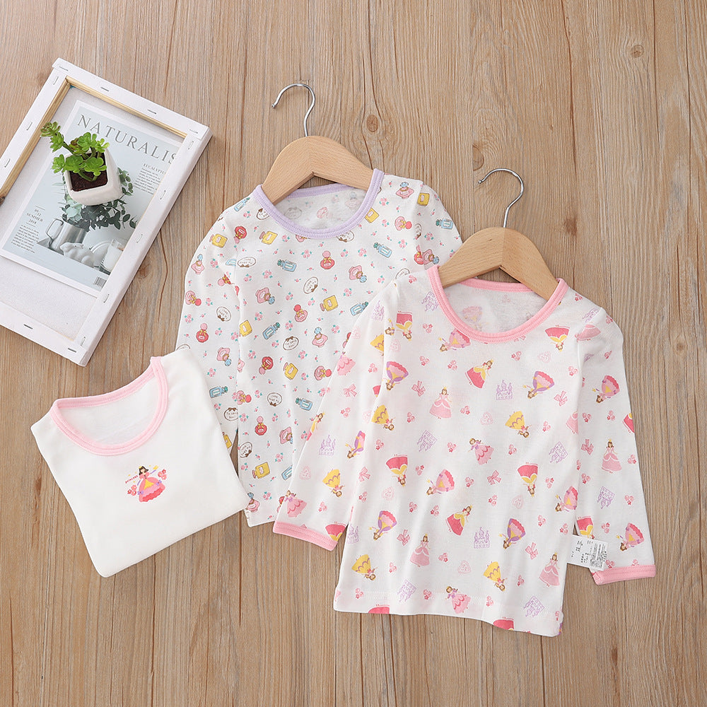 Baby Kid Girls Long Sleeve T-shirt Pants Pajamas Princess 3 Pack - Little Kooma