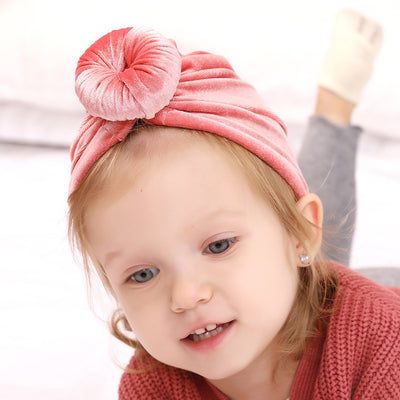 Baby Girl's Velour Turban Hat w Donut - 0816 - Little Kooma