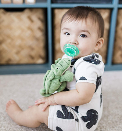 Nookums Paci-Plushies Buddies - Alligator Pacifier Holder - Plush Toy Includes Detachable Pacifier - Little Kooma