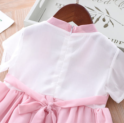[KG19] Kids Girls Pink Fan Cheongsam Dress CNY Chinese New Year Outfit - Little Kooma