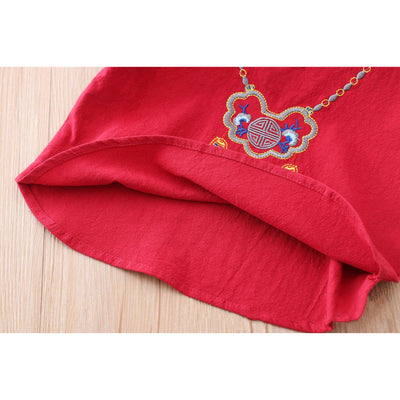 [KB01] Kids Boys Cheongsam Set Top n Shorts Embroidered Ruyi Lock CNY Chinese New Year Outfit - Little Kooma