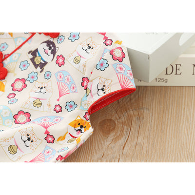 [KG02] Kids Girls Husky Cheongsam Dress Cap Sleeves CNY Chinese New Year Outfit - Little Kooma