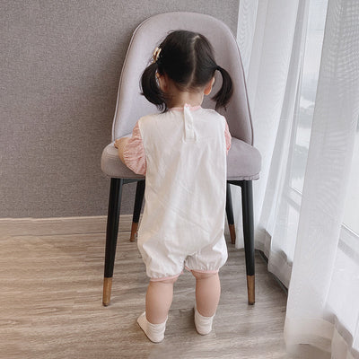 [ZBG14] Baby Girl Romper Puffed Sleeves w Printed Girl - Little Kooma