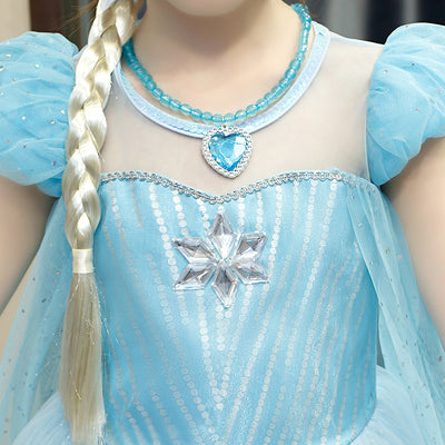 Elsa Dress w Cape Puff Sleeves Frozen Costume - Little Kooma