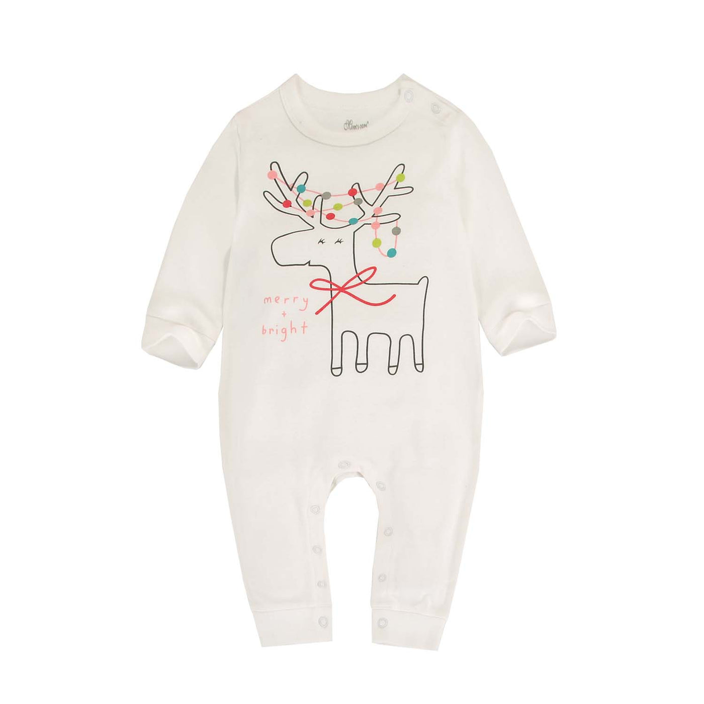 Baby Merry & Bright Reindeer White Jumpsuit All In One - Little Kooma