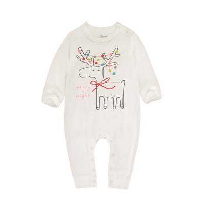 Baby Merry & Bright Reindeer White Jumpsuit All In One - Little Kooma
