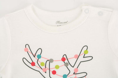 Baby Merry & Bright Reindeer White Jumpsuit All In One - Little Kooma
