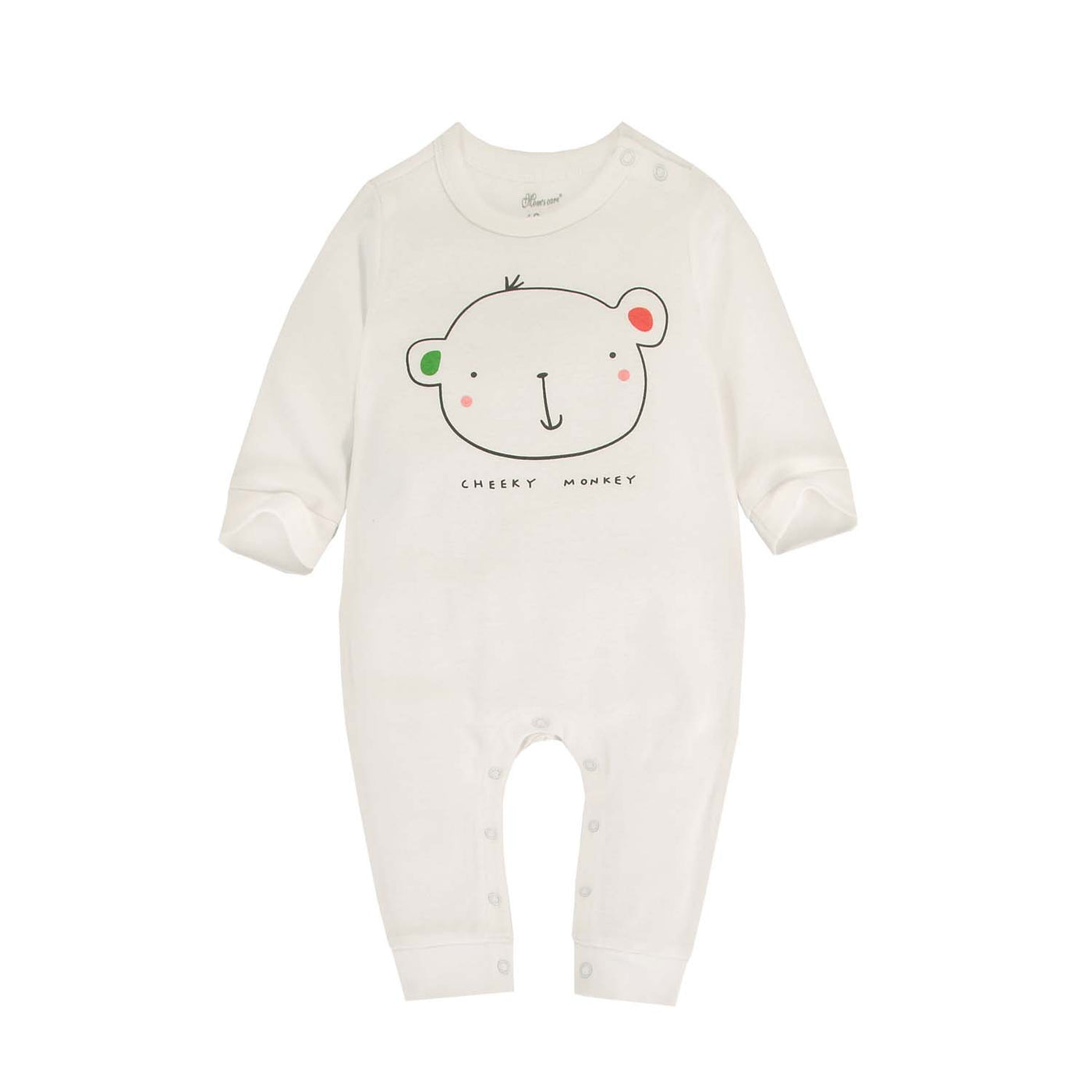 Baby Cheeky Monkey White Jumpsuit All In One - Little Kooma