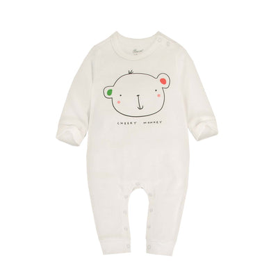 Baby Cheeky Monkey White Jumpsuit All In One - Little Kooma