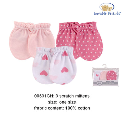 Luvable Friends Baby Scratch Mittens 3 Pairs Pack - Little Kooma