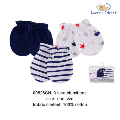 Luvable Friends Baby Scratch Mittens 3 Pairs Pack 00528 - Little Kooma