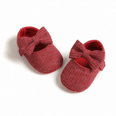 Baby Girl Knit Shoes Bowtie Magic Tape - 0912 - Little Kooma