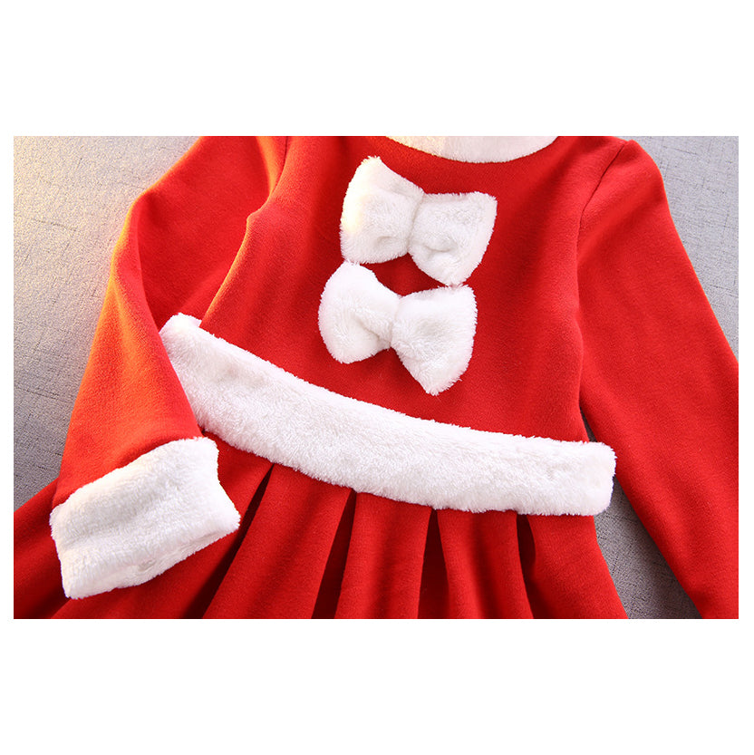Kids Girl's Santa Caroset Dress w Hat Long Sleeves - Little Kooma