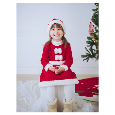 Kids Girl's Santa Caroset Dress w Hat Long Sleeves - Little Kooma