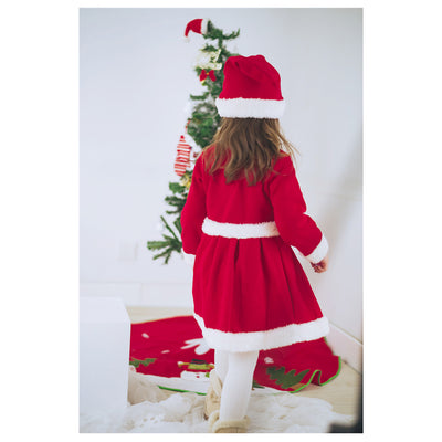 Kids Girl's Santa Caroset Dress w Hat Long Sleeves - Little Kooma