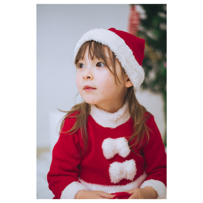 Kids Girl's Santa Caroset Dress w Hat Long Sleeves - Little Kooma