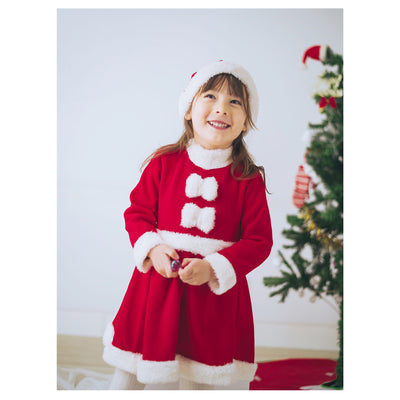 Kids Girl's Santa Caroset Dress w Hat Long Sleeves - Little Kooma