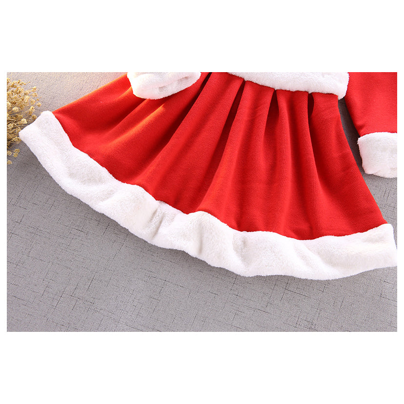 Kids Girl's Santa Caroset Dress w Hat Long Sleeves - Little Kooma