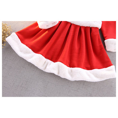Kids Girl's Santa Caroset Dress w Hat Long Sleeves - Little Kooma