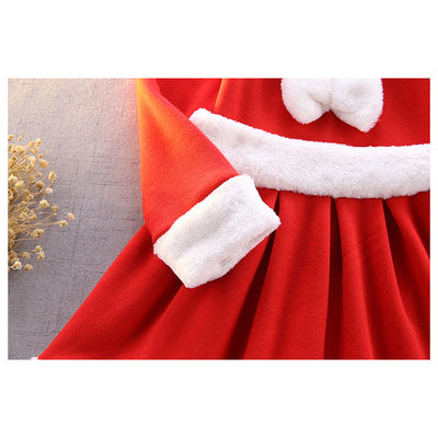 Kids Girl's Santa Caroset Dress w Hat Long Sleeves - Little Kooma