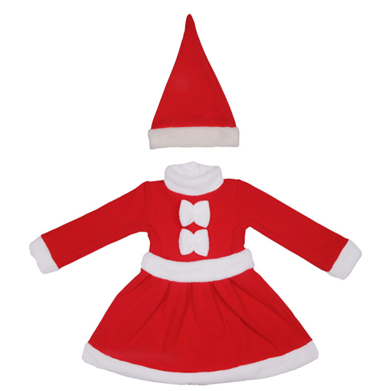 Kids Girl's Santa Caroset Dress w Hat Long Sleeves - Little Kooma