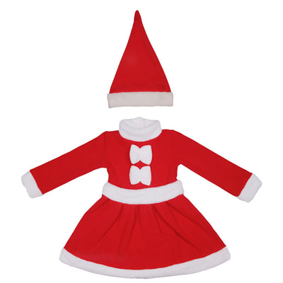 Kids Girl's Santa Caroset Dress w Hat Long Sleeves - Little Kooma