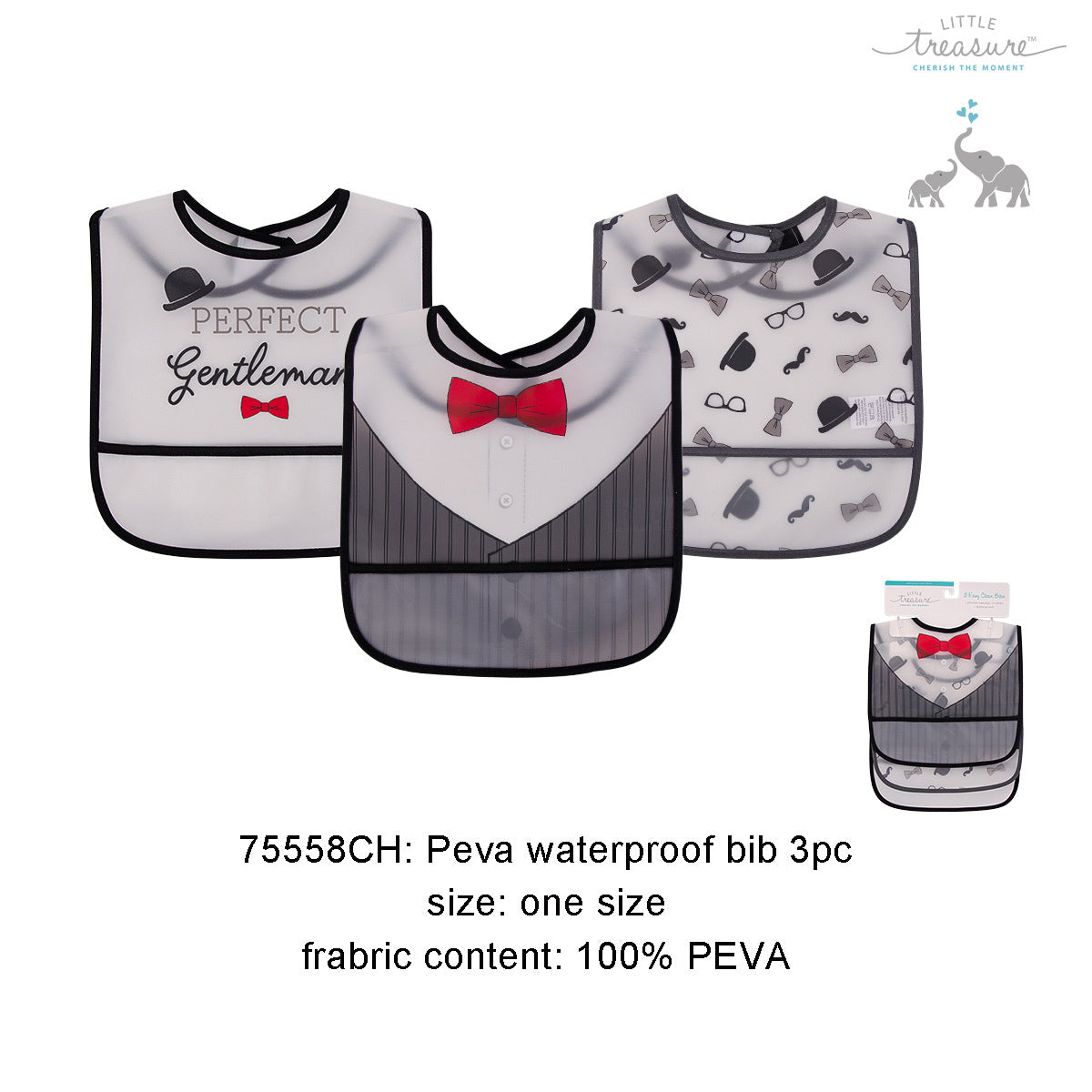 Luvable Friends Peva Waterproof Bibs 3 Pcs Pack - Little Kooma
