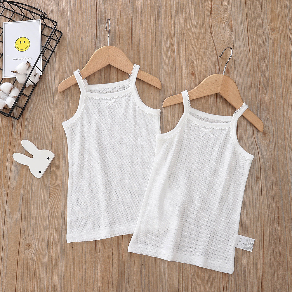 Baby Kid Girls Net Cotton Plain White Camisole Vest 2 Pack - Little Kooma