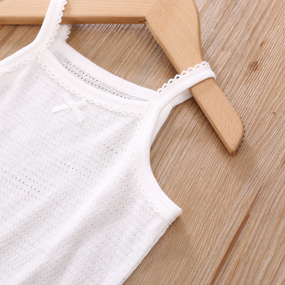 Baby Kid Girls Net Cotton Plain White Camisole Vest 2 Pack - Little Kooma