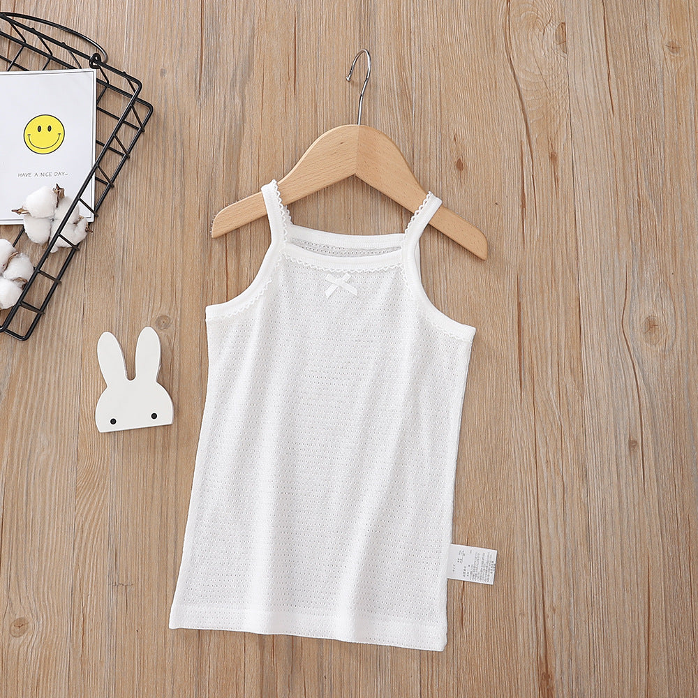Baby Kid Girls Net Cotton Plain White Camisole Vest 2 Pack - Little Kooma