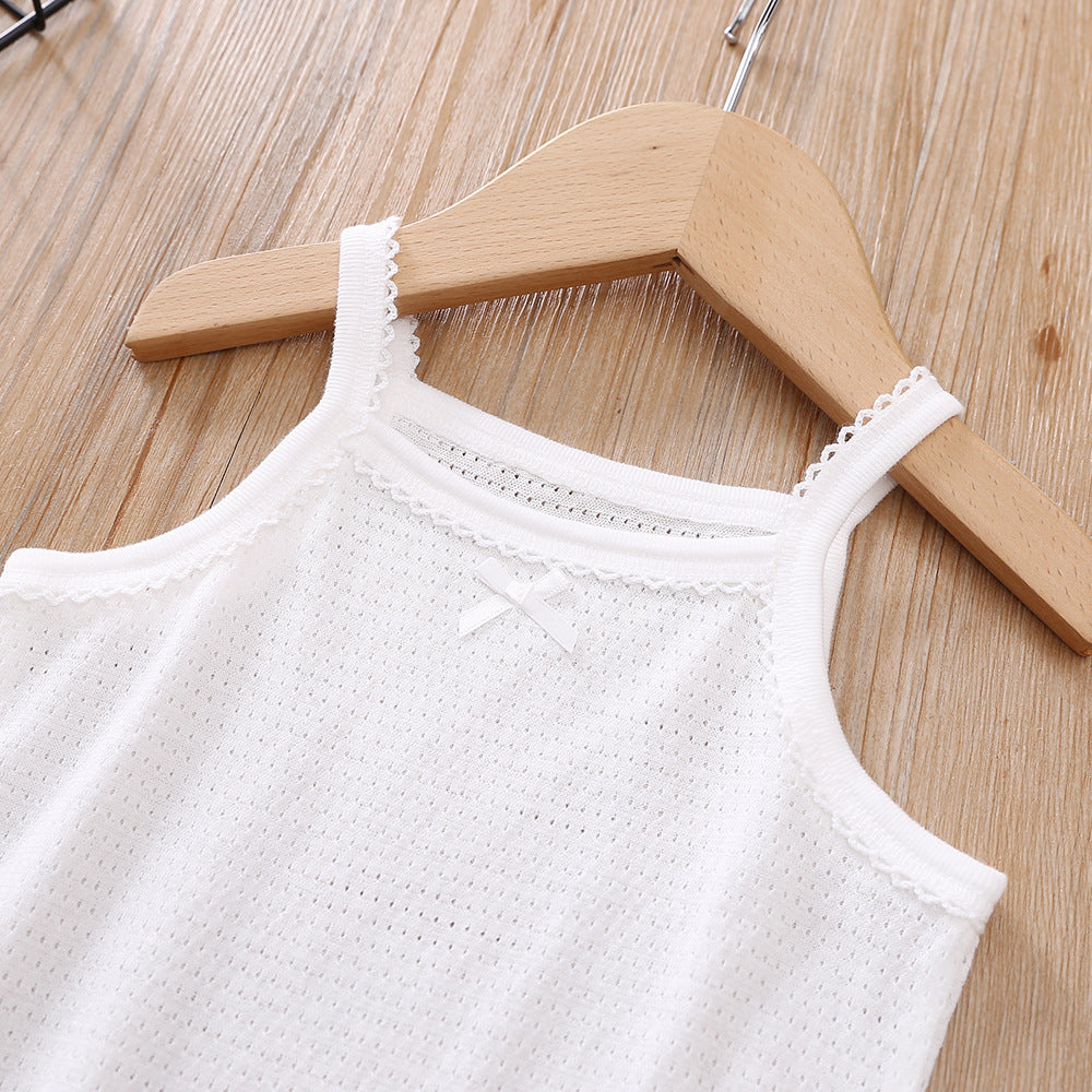Baby Kid Girls Net Cotton Plain White Camisole Vest 2 Pack - Little Kooma
