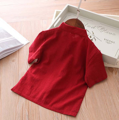 [KB09] Boys Cheongsam Set Embroidered Dragon Front Buttons CNY Chinese New Year Outfit - Little Kooma