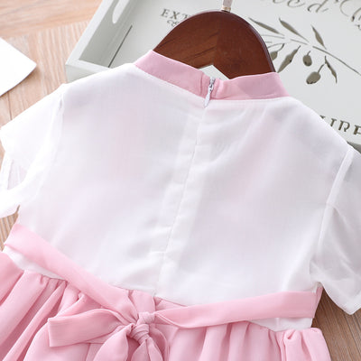 [KG19] Kids Girls Pink Fan Cheongsam Dress CNY Chinese New Year Outfit - Little Kooma