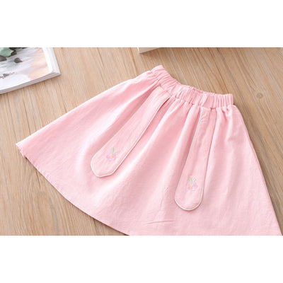 [KG08] Kids Girls Cheongsam Set Top n Skirt Embroidered Bunny CNY Chinese New Year Outfit - Little Kooma