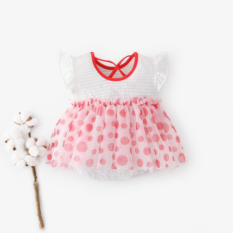 [ZBG09] Baby Girl Fruit Bodysuit Dress Voile Dotted Skirt - Little Kooma