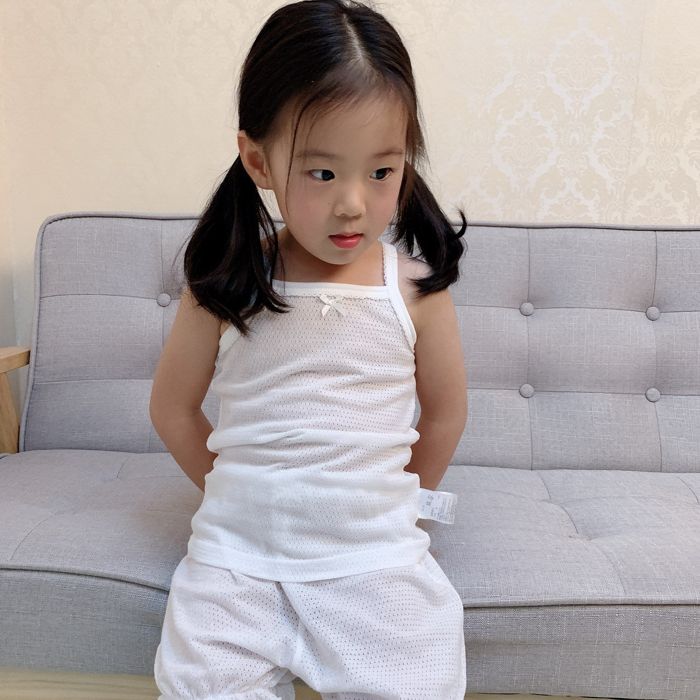 Baby Kid Girls Net Cotton Plain White Camisole Vest 2 Pack - Little Kooma