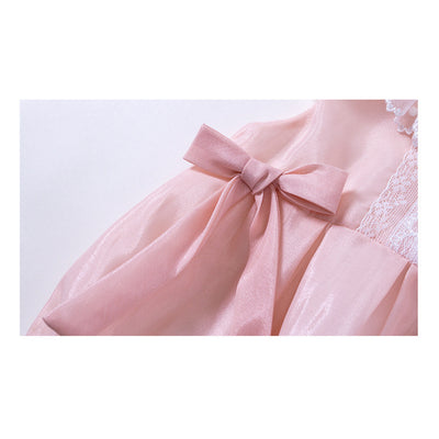 Baby Girl Lace Collar Bodysuit w Double Bowties - Little Kooma