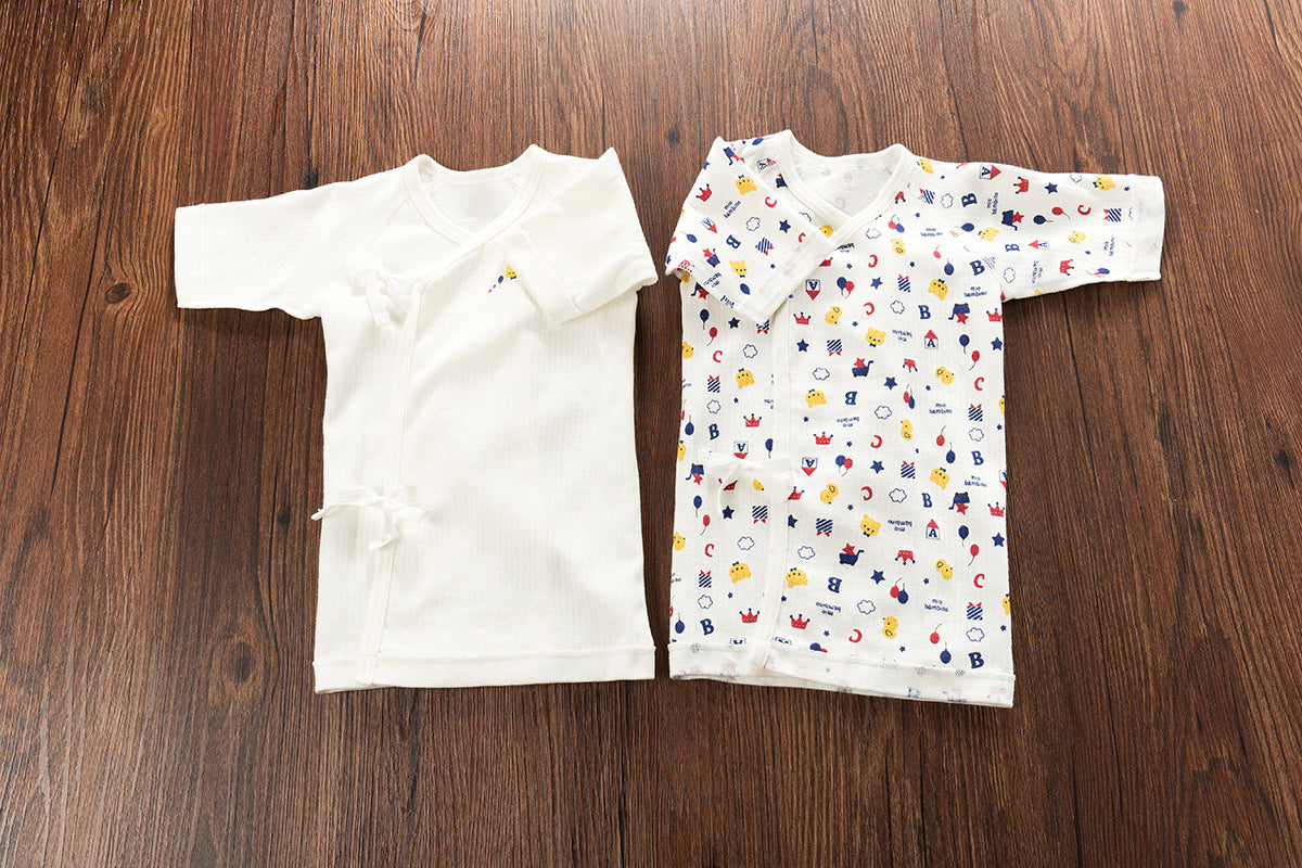 New Born Baby Short Long Crown Bear Kimono Top Tie-side Shirt 2 Pack - Little Kooma