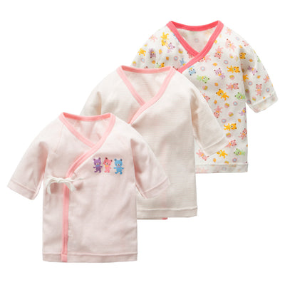 New Born Baby Bear Short Kimono Top Tie-side Shirt 3 Pack - Little Kooma