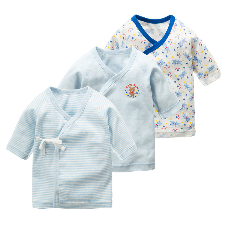 New Born Baby Bear Short Kimono Top Tie-side Shirt 3 Pack - Little Kooma