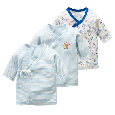 New Born Baby Bear Short Kimono Top Tie-side Shirt 3 Pack - Little Kooma