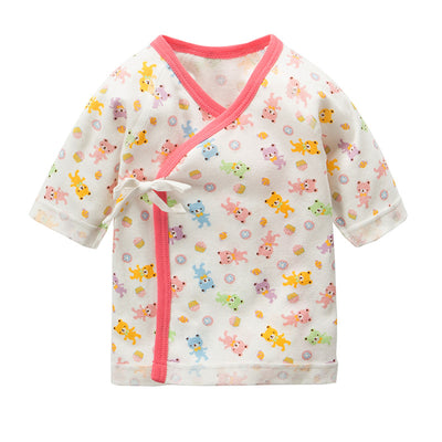 New Born Baby Bear Short Kimono Top Tie-side Shirt 3 Pack - Little Kooma