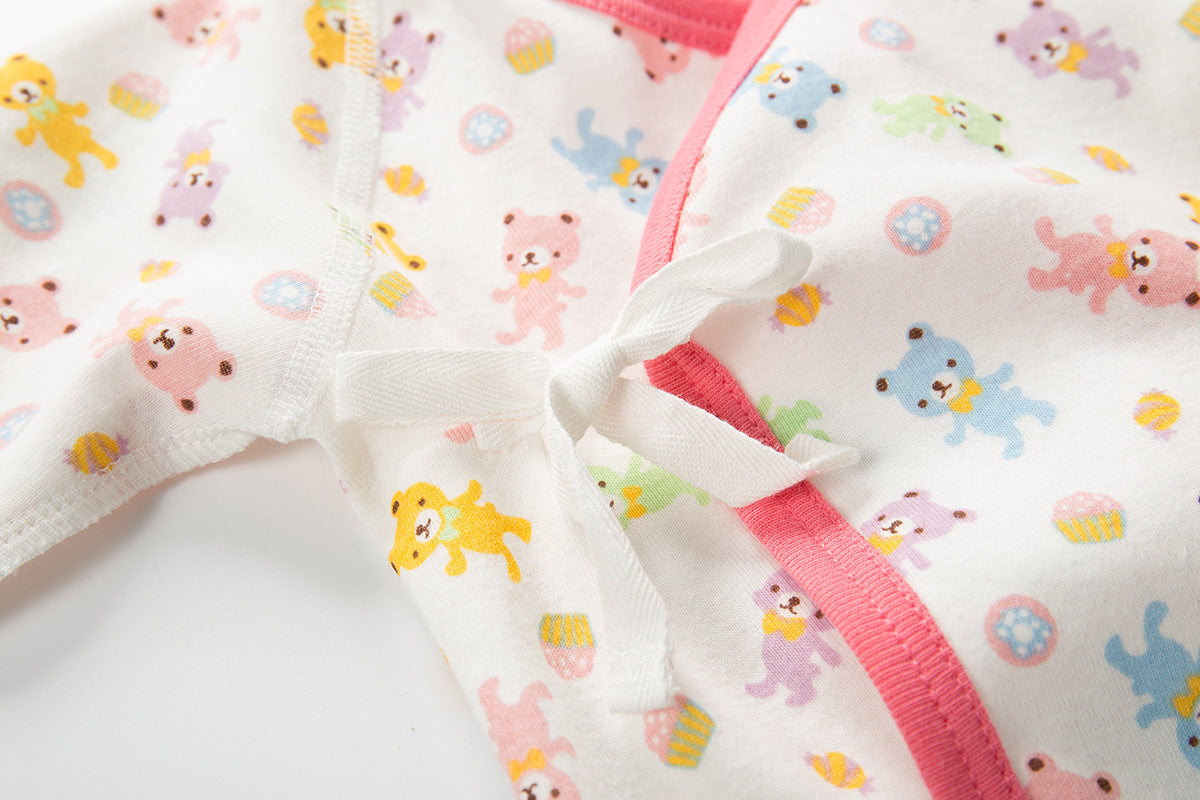 New Born Baby Bear Short Kimono Top Tie-side Shirt 3 Pack - Little Kooma