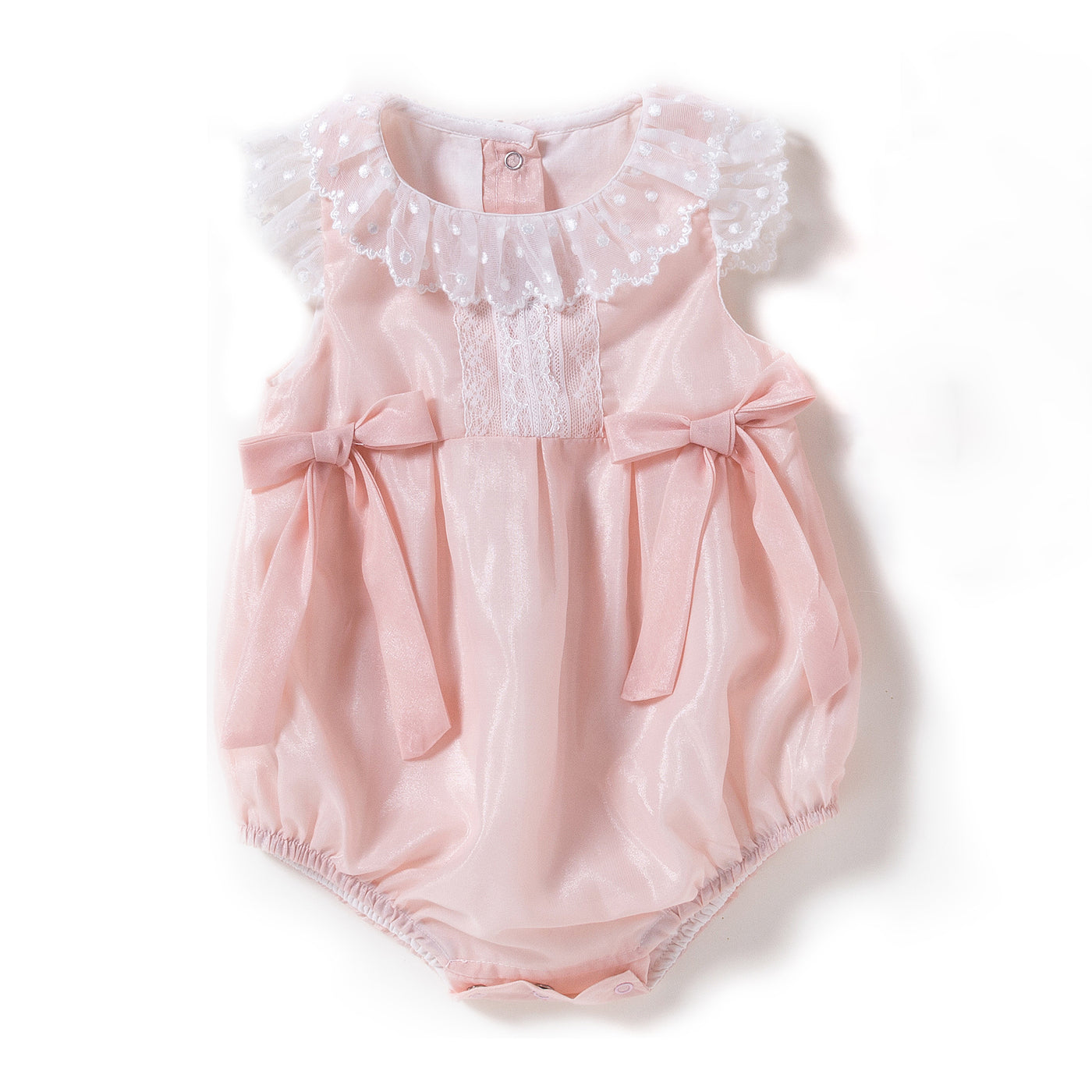 Baby Girl Lace Collar Bodysuit w Double Bowties - Little Kooma