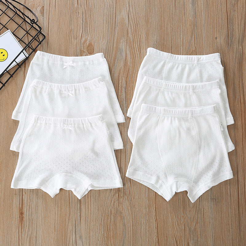 Baby Kid Girls Net Cotton Plain White Trunk Boxer Brief Underwear 2 Pack - Little Kooma
