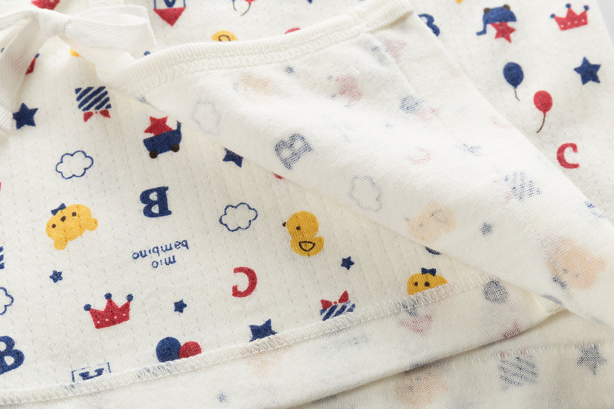 New Born Baby Short Long Crown Bear Kimono Top Tie-side Shirt 2 Pack - Little Kooma