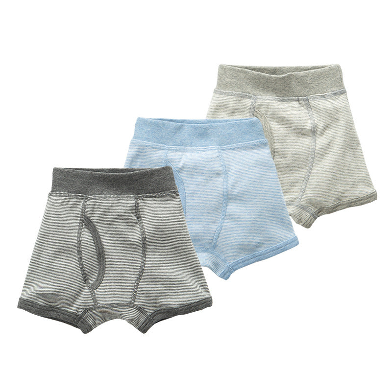 Baby Kid Boys Trunk Boxer Brief Underwear Blue Grey Stripes 3 Pack - Little Kooma
